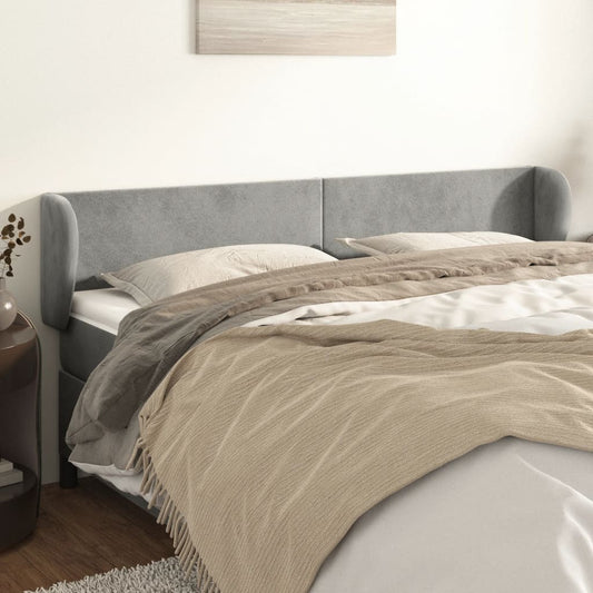 Testiera ad Orecchio Grigio Chiaro 163x23x78/88 cm in Velluto | homemem39