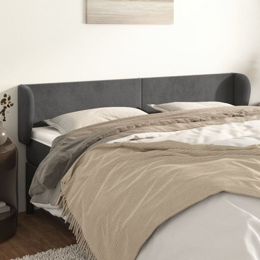 Testiera ad Orecchio Grigio Scuro 163x23x78/88 cm in Velluto | homemem39