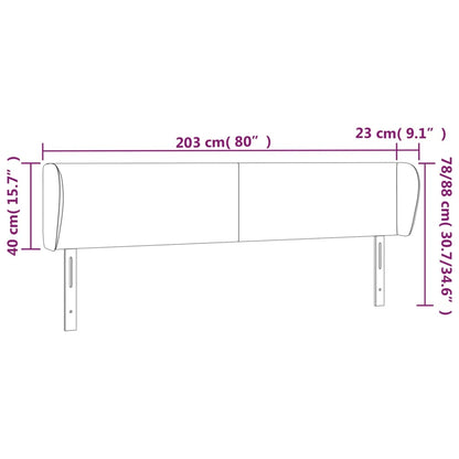 Testiera ad Orecchio Blu Scuro 203x23x78/88 cm in Velluto