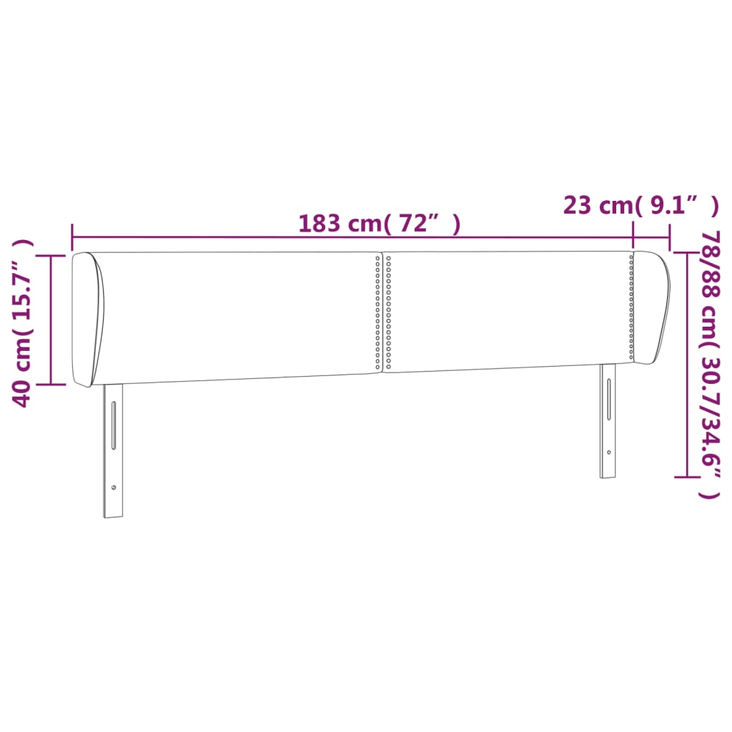Testiera ad Orecchio Tortora 183x23x78/88 cm in Tessuto | homemem39