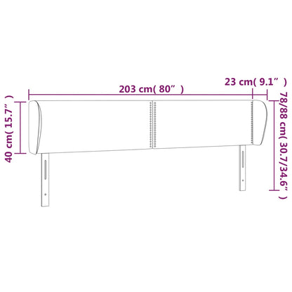 Testiera ad Orecchio Grigio Chiaro 203x23x78/88 cm in Tessuto | homemem39