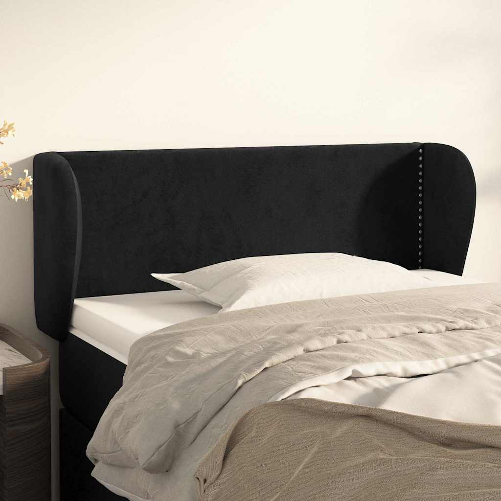 Testiera ad Orecchio Nera 103x23x78/88 cm in Velluto | homemem39