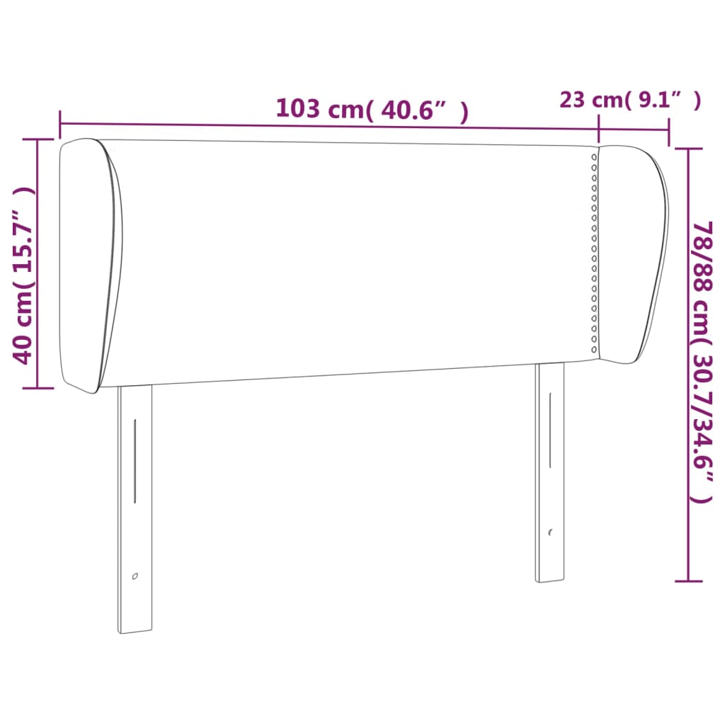 Testiera ad Orecchio Rosa 103x23x78/88 cm in Velluto