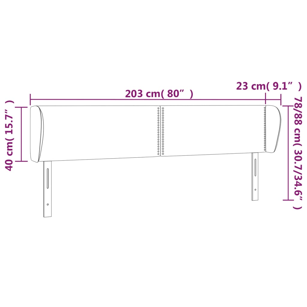 Testiera ad Orecchio Grigio 203x23x78/88 cm in Similpelle | homemem39