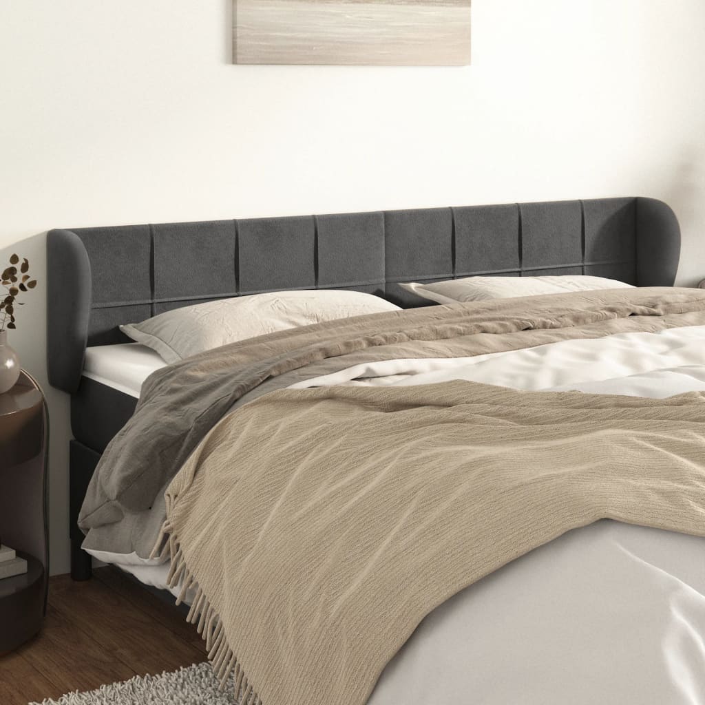 Testiera ad Orecchio Grigio Scuro 183x23x78/88 cm in Velluto | homemem39