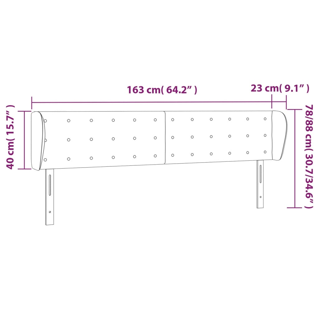 Testiera ad Orecchio Bianca 163x23x78/88cm in Similpelle | homemem39