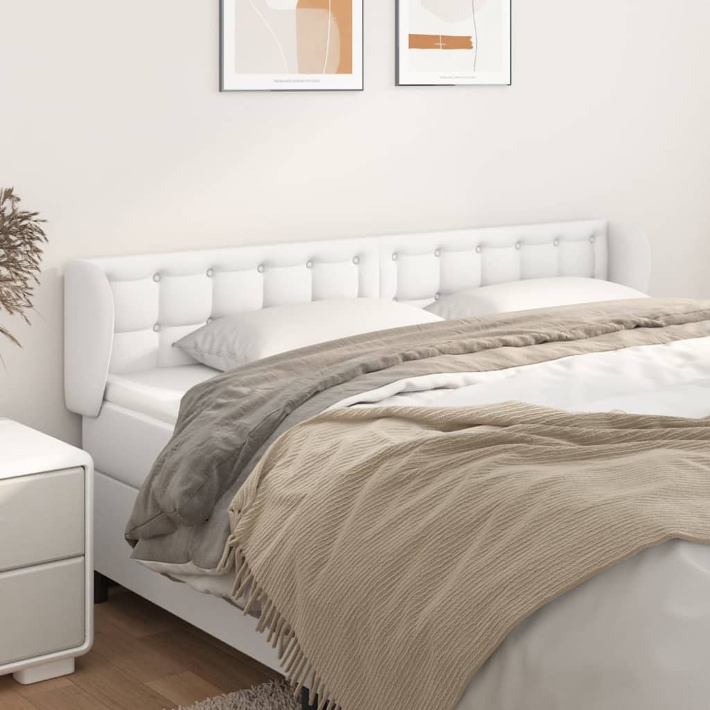 Testiera ad Orecchio Bianca 163x23x78/88cm in Similpelle | homemem39