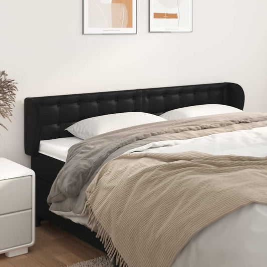 Testiera ad Orecchio Nera 183x23x78/88 cm in Similpelle | homemem39