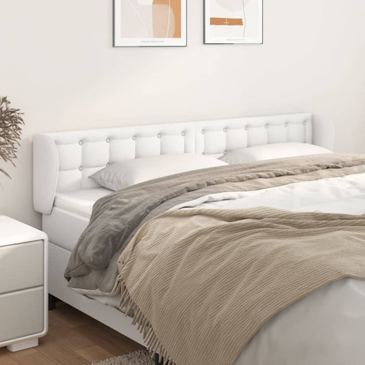 Testiera ad Orecchio Bianca 183x23x78/88 cm in Similpelle | homemem39