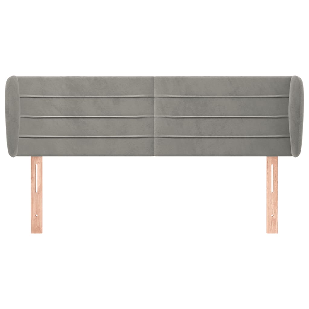 Testiera ad Orecchio Grigio Chiaro 147x23x78/88 cm in Velluto - homemem39