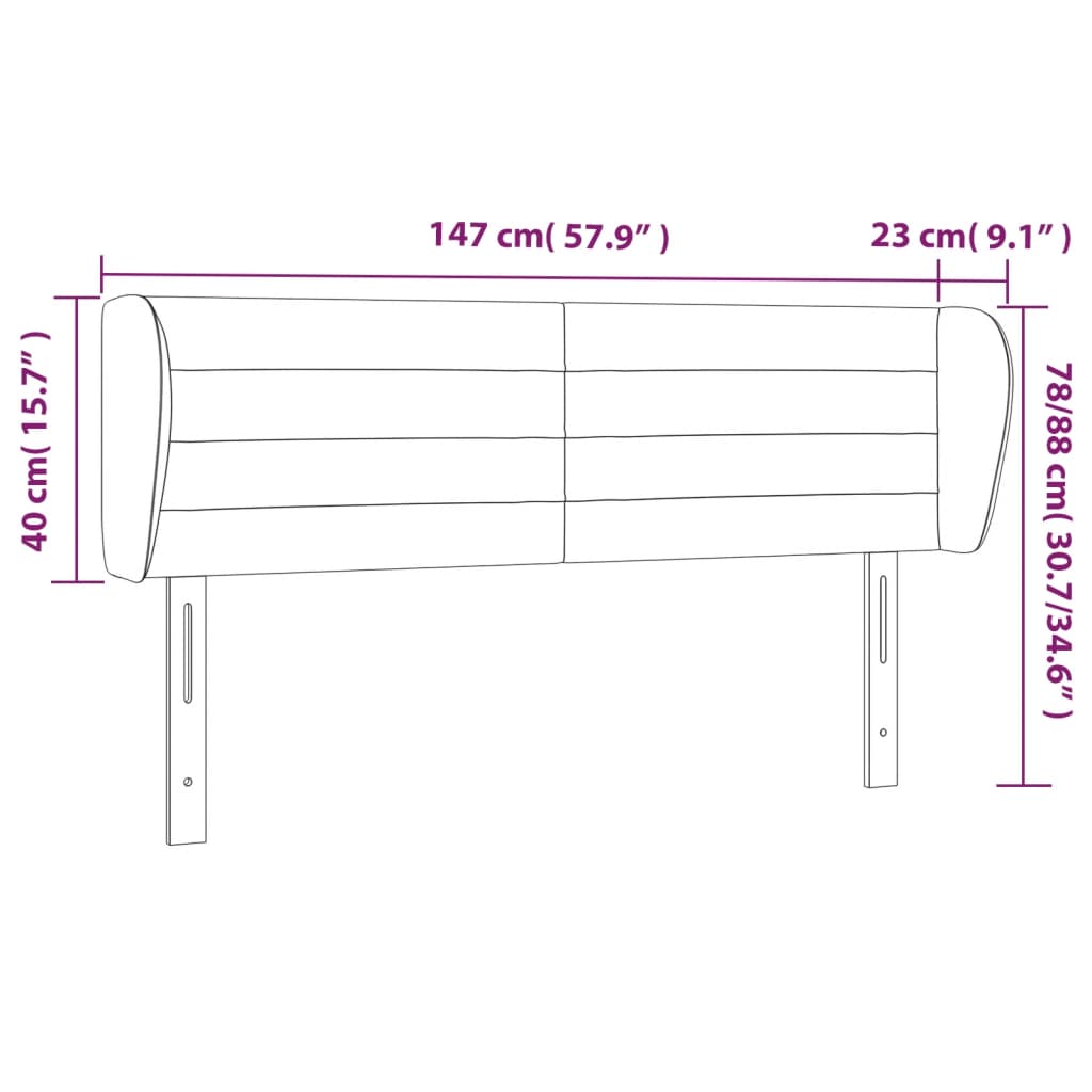 Testiera ad Orecchio Grigio Scuro 147x23x78/88 cm in Velluto | homemem39
