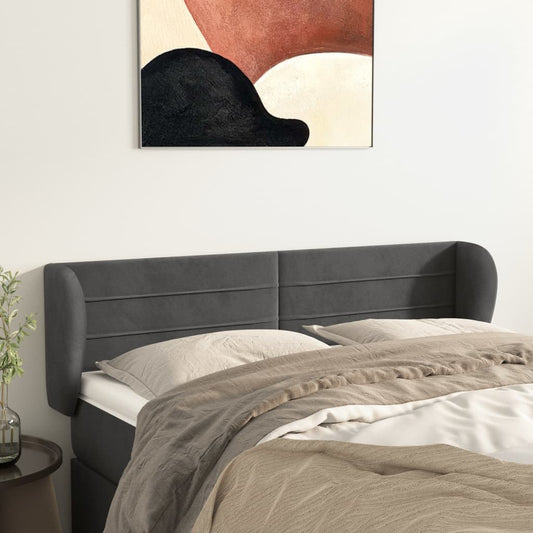 Testiera ad Orecchio Grigio Scuro 147x23x78/88 cm in Velluto | homemem39