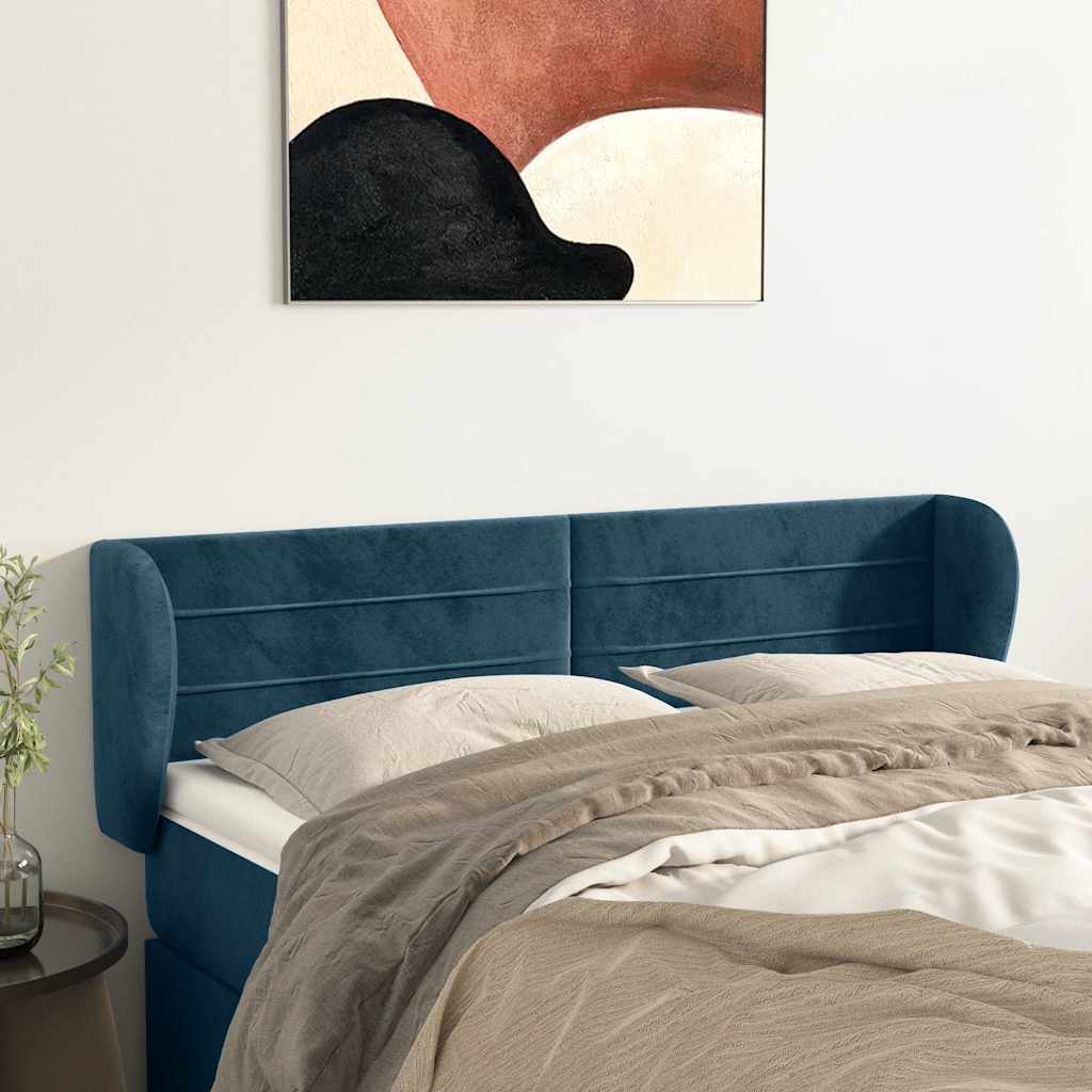 Testiera ad Orecchio Blu Scuro 147x23x78/88 cm in Velluto | homemem39