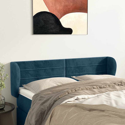 Testiera ad Orecchio Blu Scuro 147x23x78/88 cm in Velluto | homemem39