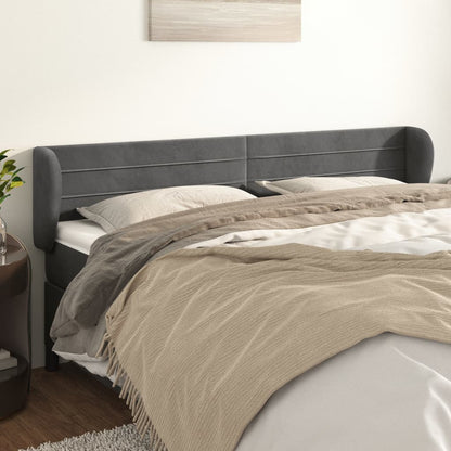 Testiera ad Orecchio Grigio Scuro 163x23x78/88 cm in Velluto | homemem39