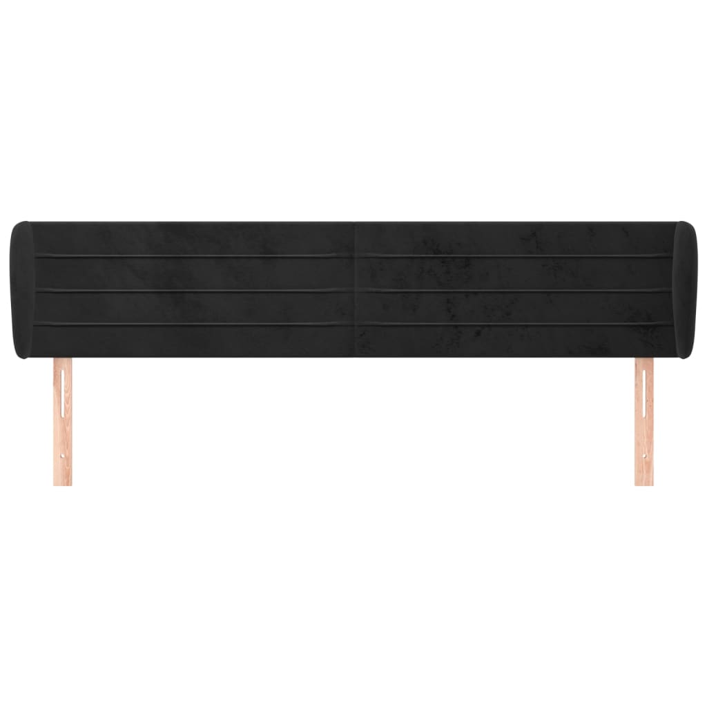 Testiera ad Orecchio Nera 163x23x78/88 cm in Velluto | homemem39