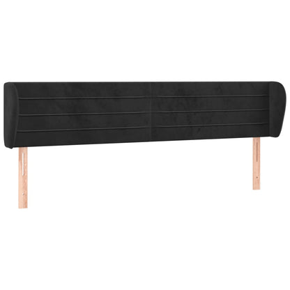 Testiera ad Orecchio Nera 203x23x78/88 cm in Velluto - homemem39