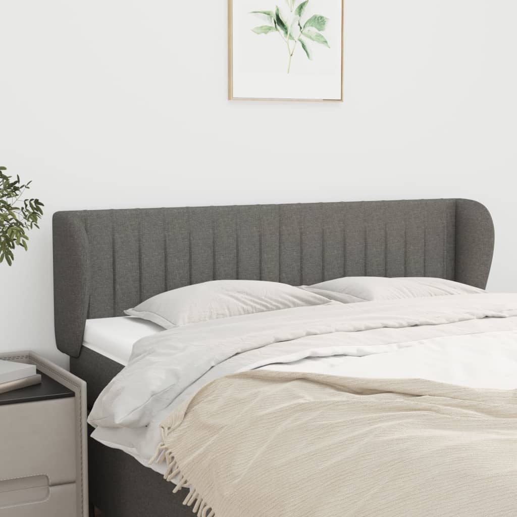 Testiera ad Orecchio Grigio Scuro 147x23x78/88 cm in Tessuto | homemem39