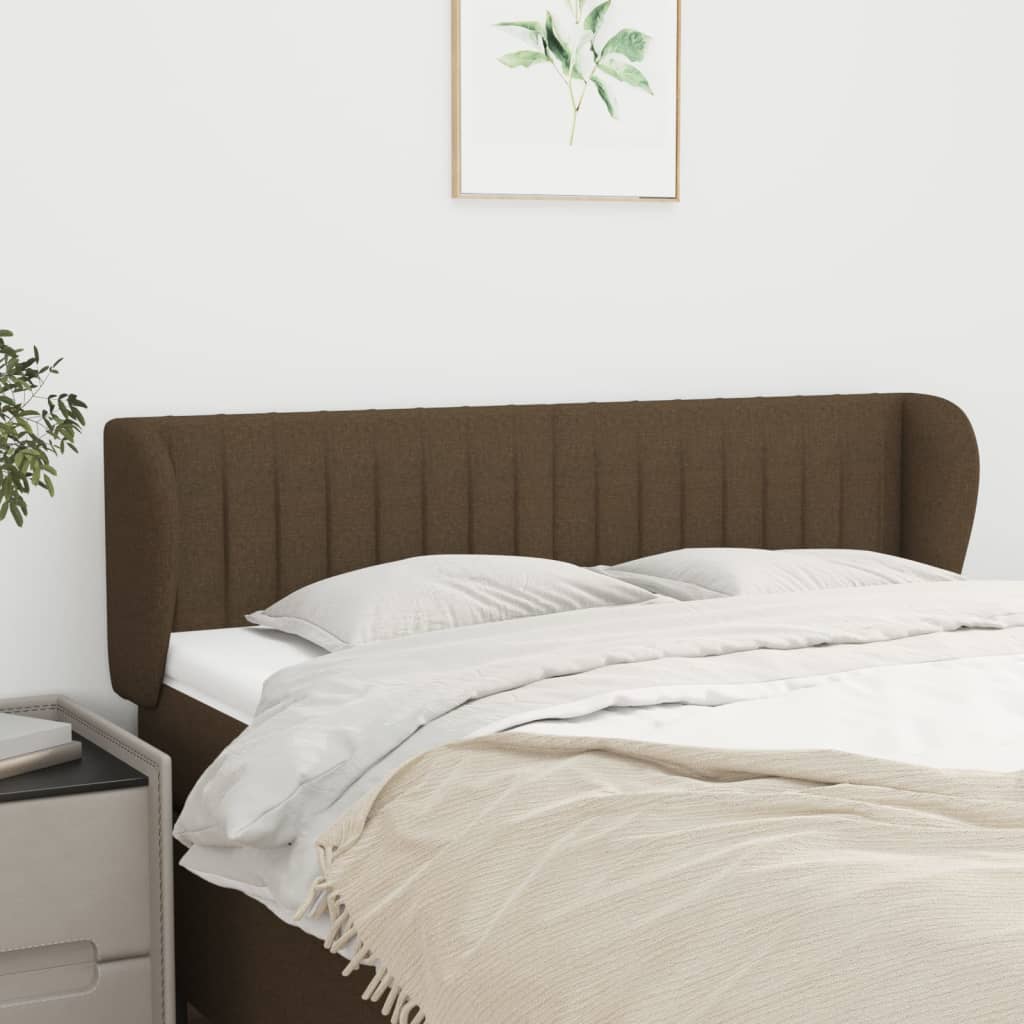 Testiera ad Orecchio Marrone Scuro 147x23x78/88 cm in Tessuto | homemem39