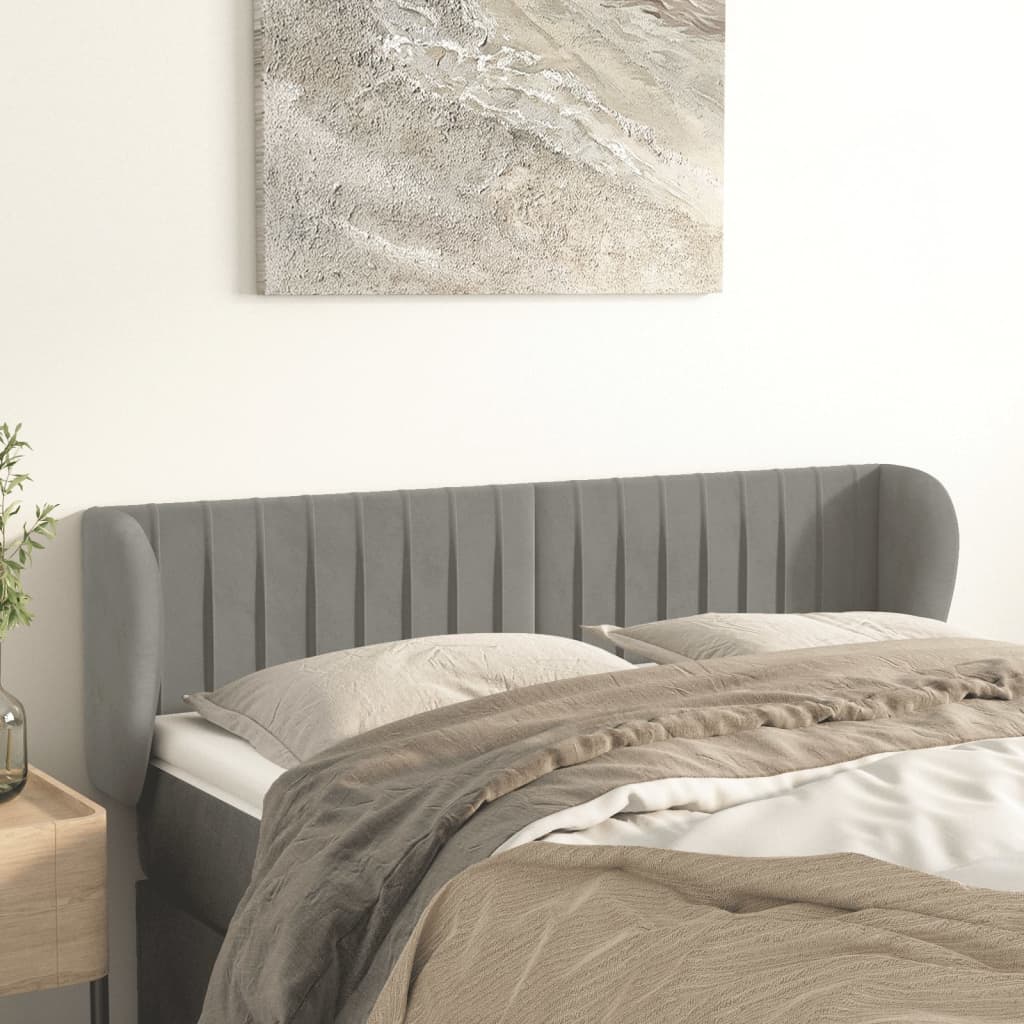 Testiera ad Orecchio Grigio Chiaro 147x23x78/88 cm in Velluto | homemem39