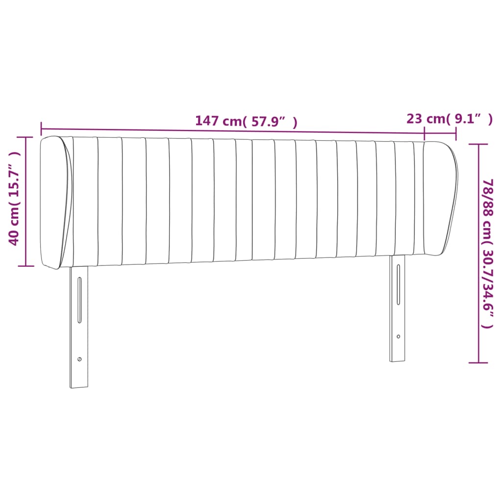 Testiera ad Orecchio Grigio Scuro 147x23x78/88 cm in Velluto | homemem39
