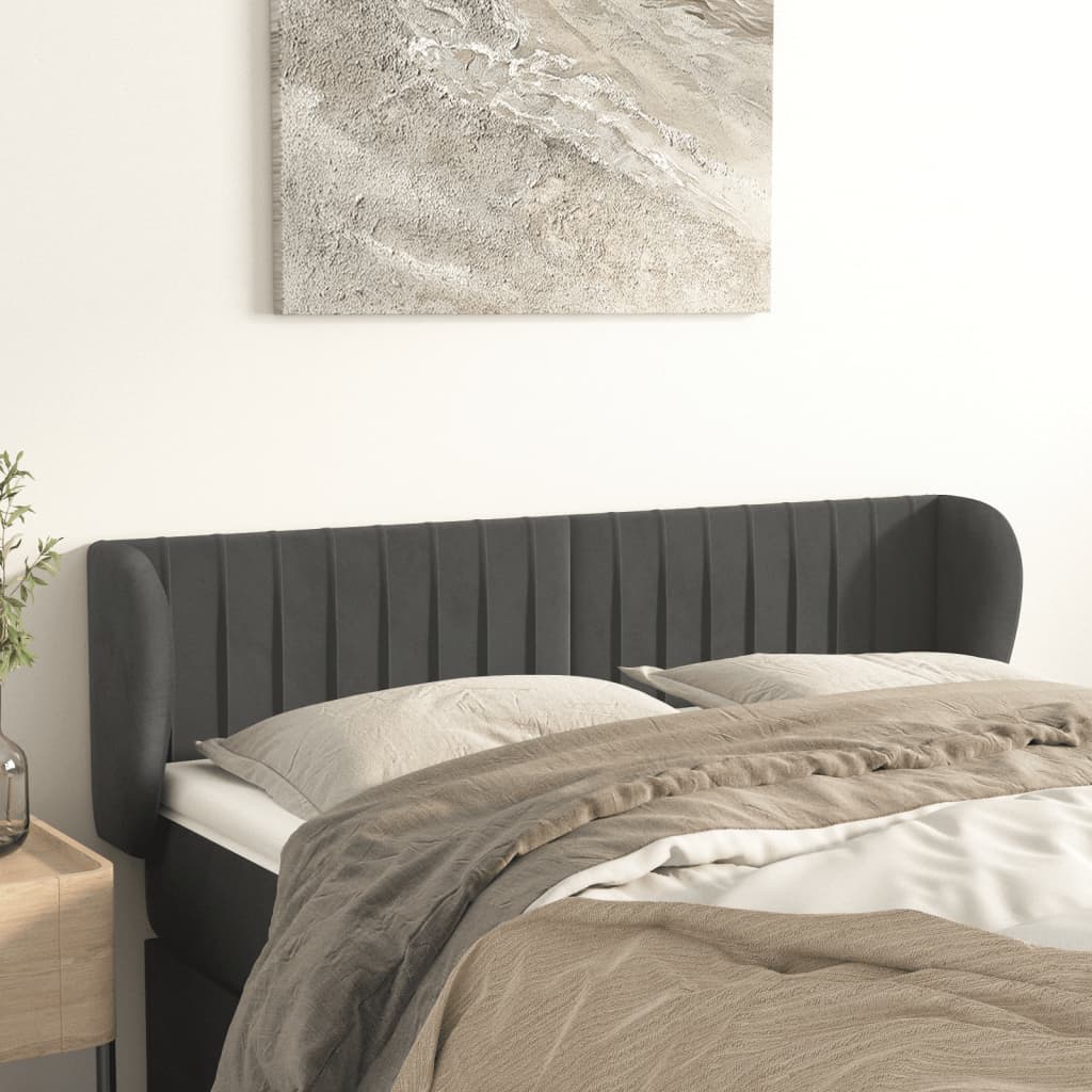 Testiera ad Orecchio Grigio Scuro 147x23x78/88 cm in Velluto | homemem39