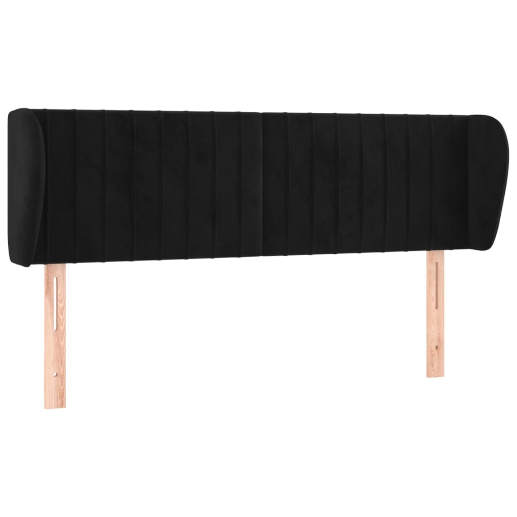 Testiera ad Orecchio Nera 147x23x78/88 cm in Velluto | homemem39