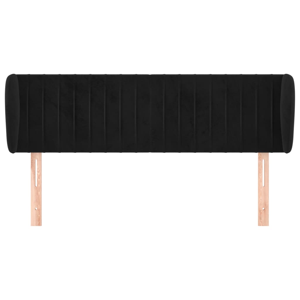 Testiera ad Orecchio Nera 147x23x78/88 cm in Velluto | homemem39