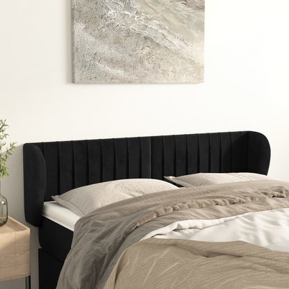 Testiera ad Orecchio Nera 147x23x78/88 cm in Velluto | homemem39