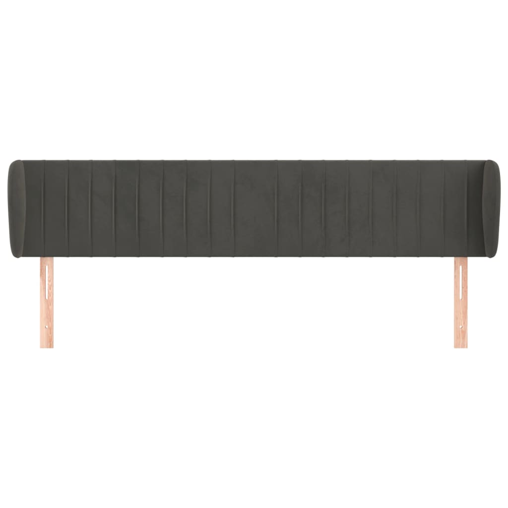 Testiera ad Orecchio Grigio Scuro 163x23x78/88 cm in Velluto - homemem39