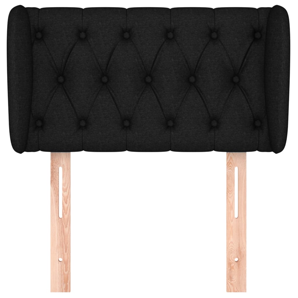 Testiera ad Orecchio Nera 83 x 23 x 78/88 cm in Tessuto - homemem39