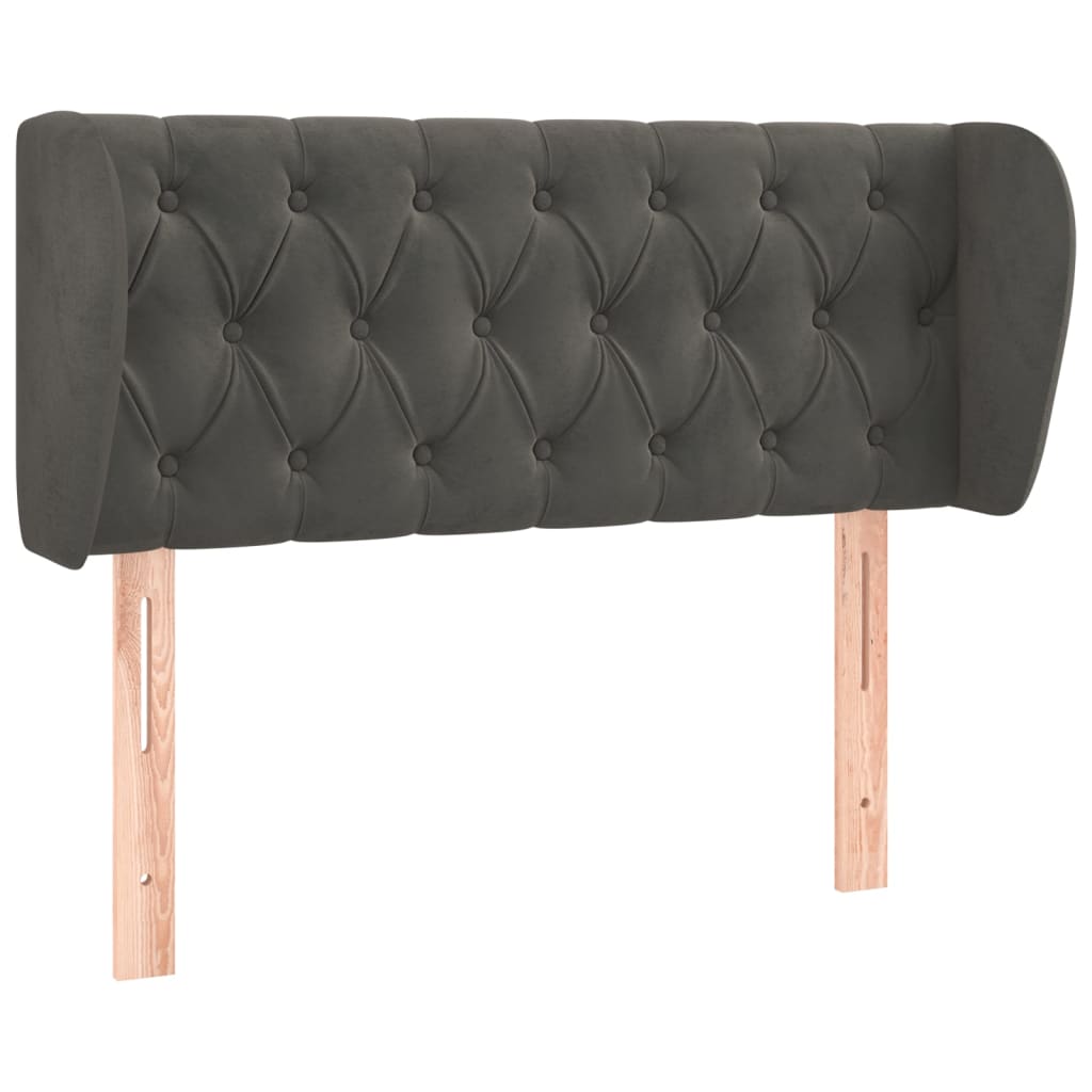 Testiera ad Orecchio Grigio Scuro 93x23x78/88 cm in Velluto | homemem39