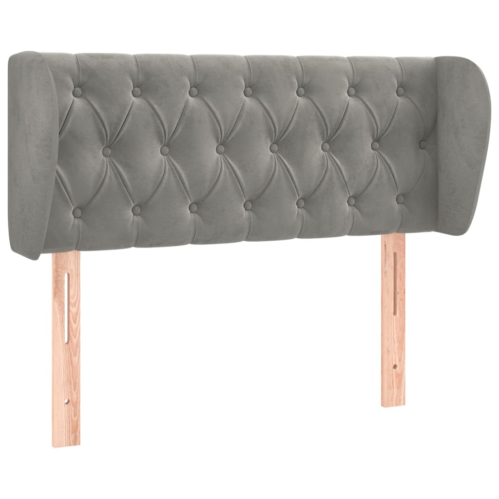 Testiera ad Orecchio Grigio Chiaro 103x23x78/88 cm in Velluto - homemem39