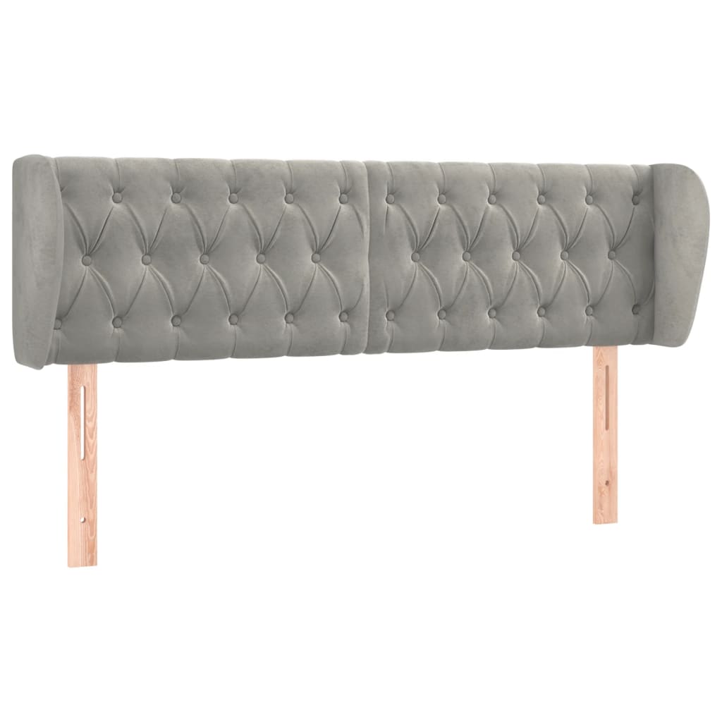 Testiera ad Orecchio Grigio Chiaro 147x23x78/88 cm in Velluto - homemem39