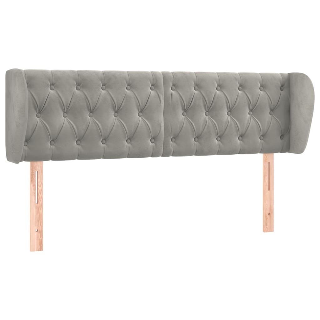 Testiera ad Orecchio Grigio Chiaro 163x23x78/88 cm in Velluto - homemem39