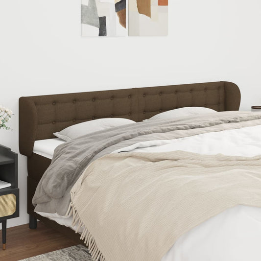 Testiera ad Orecchio Marrone Scuro 203x23x78/88 cm in Tessuto | homemem39