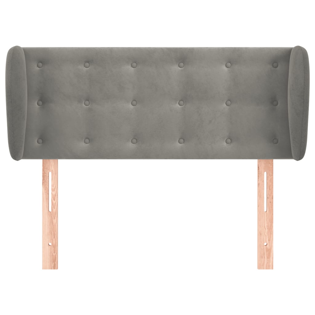 Testiera ad Orecchio Grigio Chiaro 103x23x78/88 cm in Velluto - homemem39