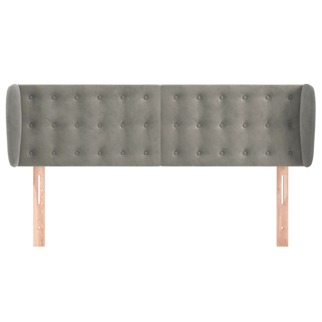 Testiera ad Orecchio Grigio Chiaro 147x23x78/88 cm in Velluto - homemem39