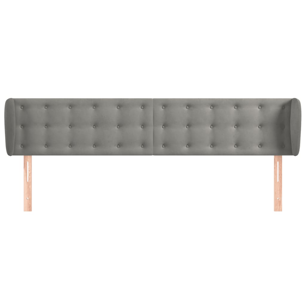 Testiera ad Orecchio Grigio Chiaro 183x23x78/88 cm in Velluto - homemem39