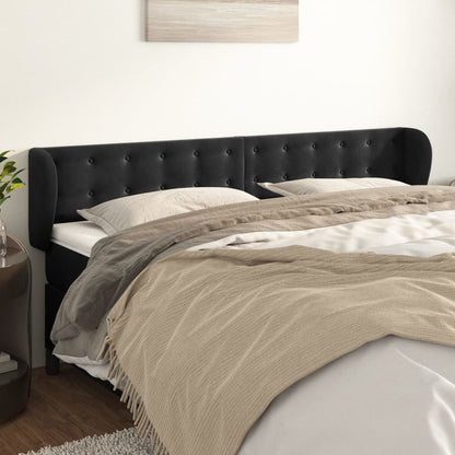Testiera ad Orecchio Nera 183x23x78/88 cm in Velluto | homemem39
