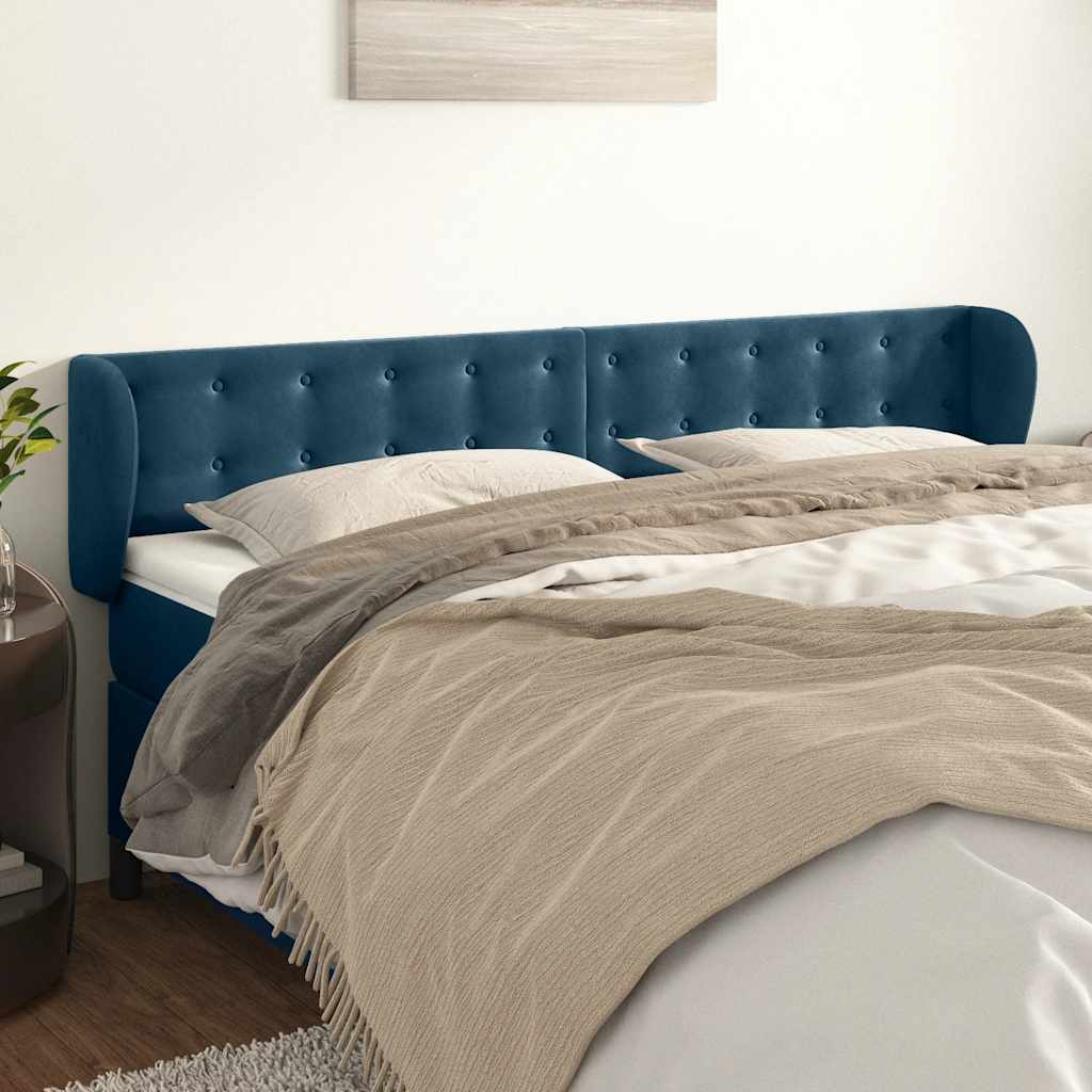 Testiera ad Orecchio Blu Scuro 183x23x78/88 cm in Velluto | homemem39
