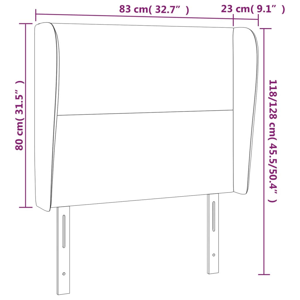 Testiera ad Orecchio Grigio Chiaro 83x23x118/128 cm in Tessuto | homemem39
