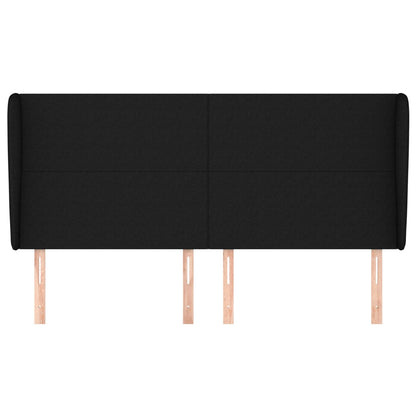 Testiera ad Orecchio Nera 163x23x118/128 cm in Tessuto - homemem39