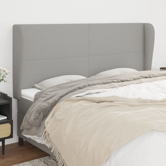 Testiera ad Orecchio Grigio Chiaro 183x23x118/128 cm in Tessuto | homemem39