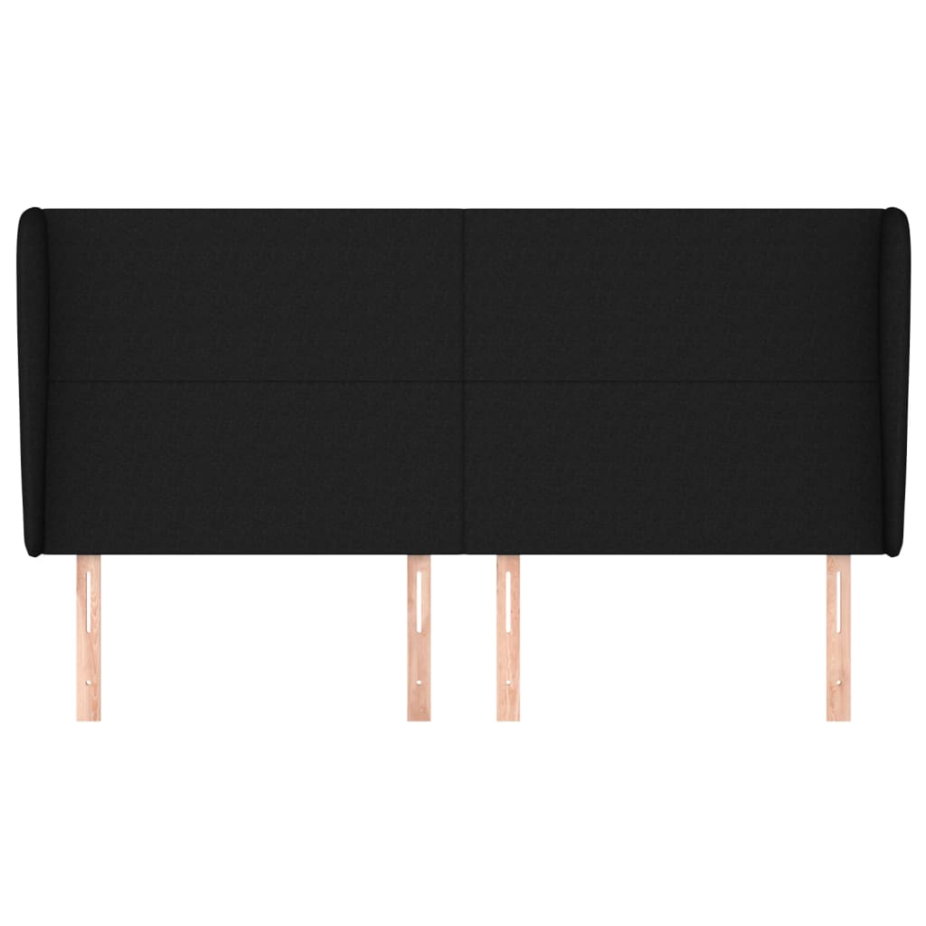 Testiera ad Orecchio Nera 183x23x118/128 cm in Tessuto - homemem39