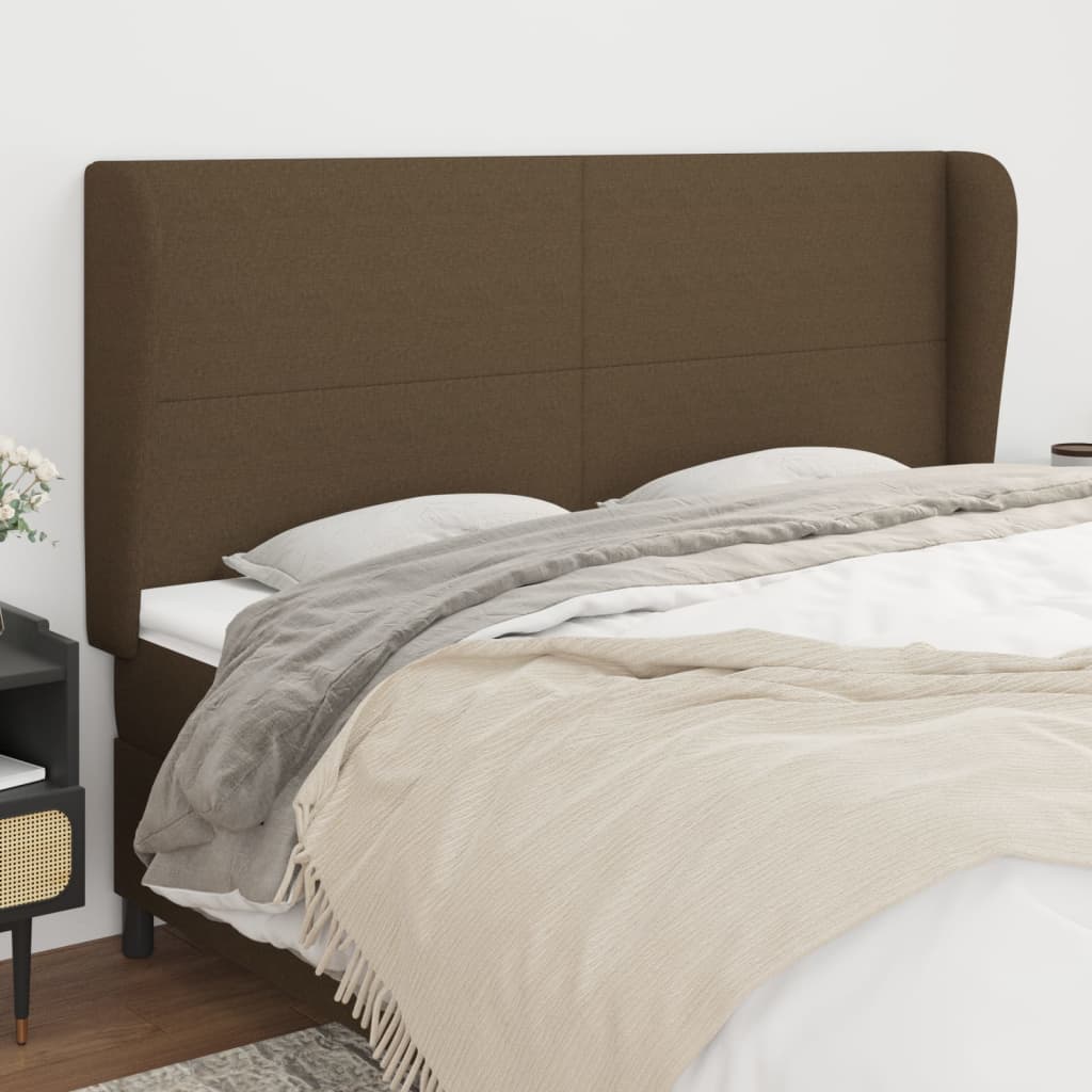 Testiera ad Orecchio Marrone Scuro 183x23x118/128 cm in Tessuto | homemem39