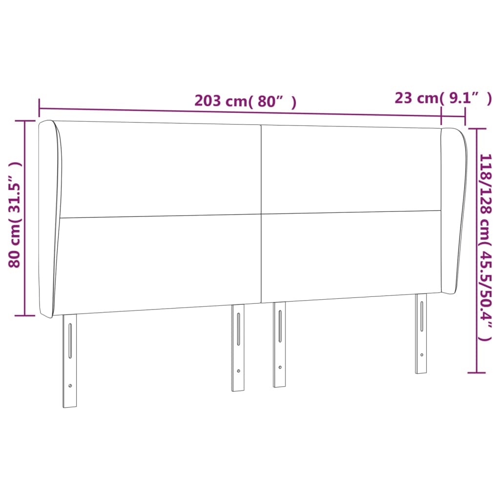 Testiera ad Orecchio Marrone Scuro 203x23x118/128 cm in Tessuto - homemem39