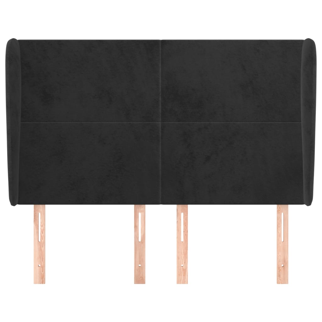 Testiera ad Orecchio Nera 147 x 23 x 118/128 cm in Velluto - homemem39