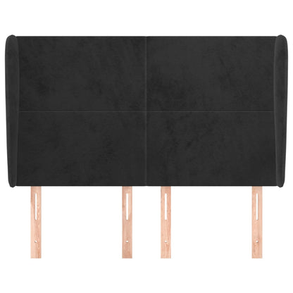 Testiera ad Orecchio Nera 147 x 23 x 118/128 cm in Velluto - homemem39