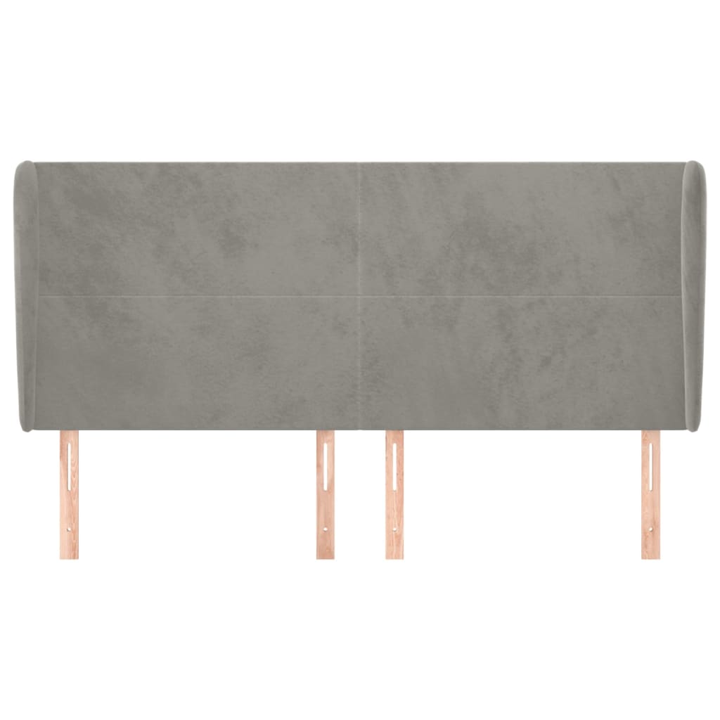 Testiera ad Orecchio Grigio Chiaro 163x23x118/128 cm in Velluto - homemem39